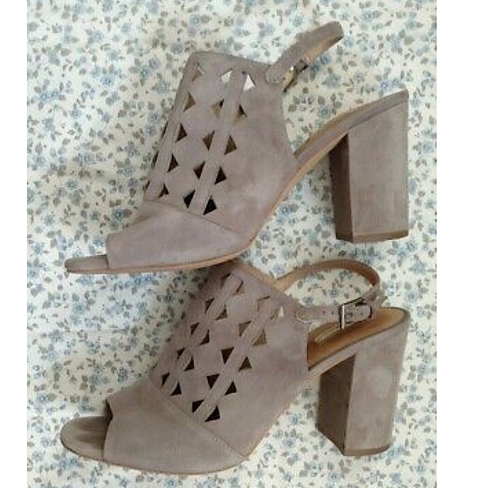 Halogen Zoey Suede Leather Open Toe Heel Sandals